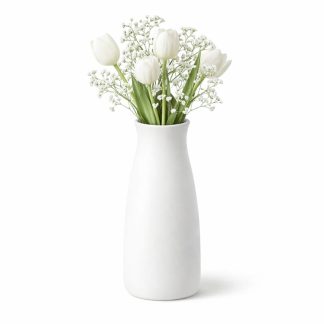 Modern Minimalist Ceramic Flower Vase (White, 10 in)